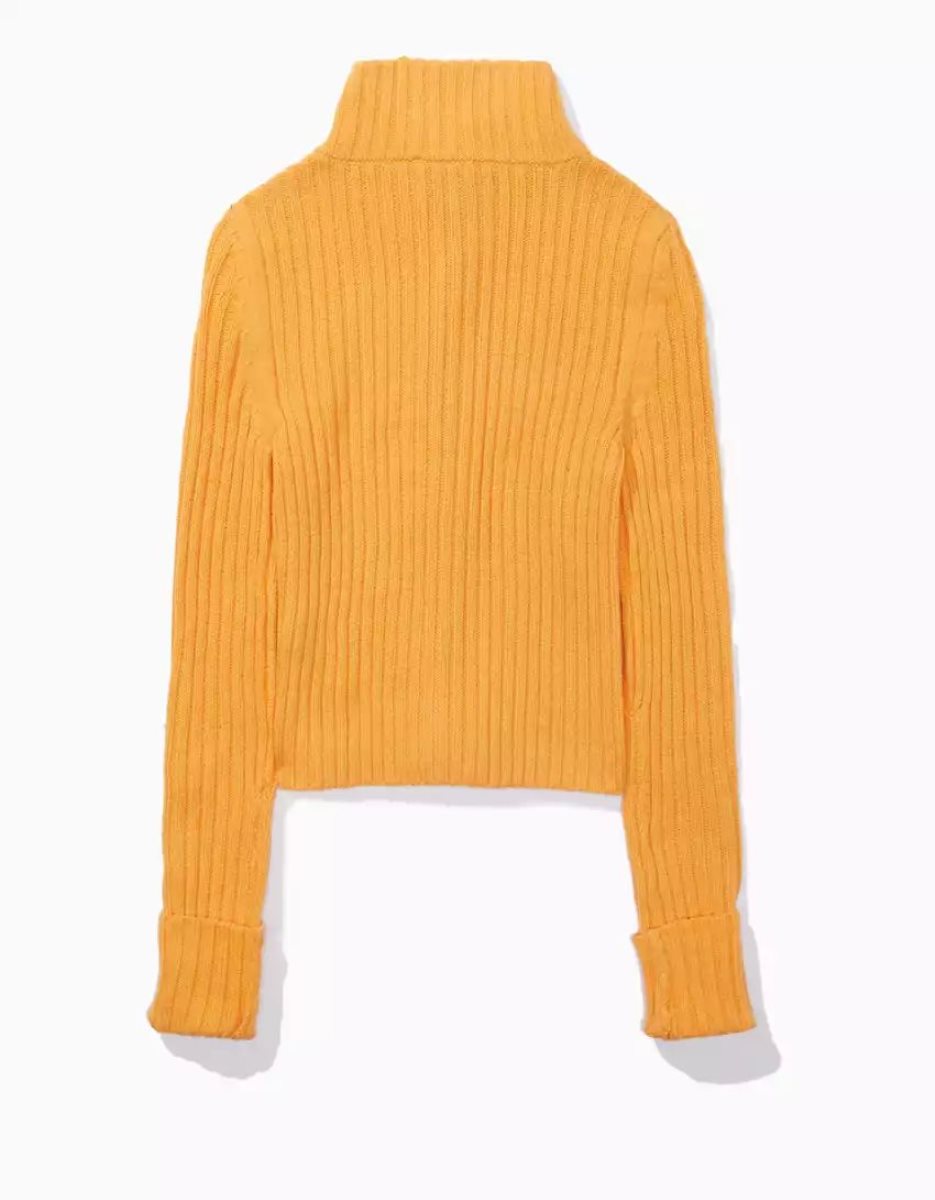 Cardigan American Eagle AE Mock-Neck Double-Zip Orange Femme | MWI-20183411